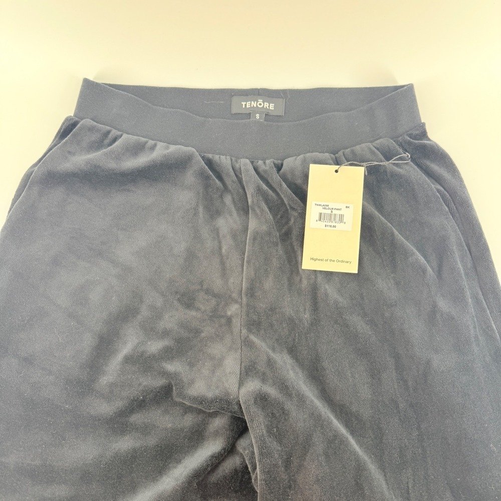 Tenore eVelour Pant Black TNWLA098 Elastic Waist Adjustable‎ Hem Joggers Small